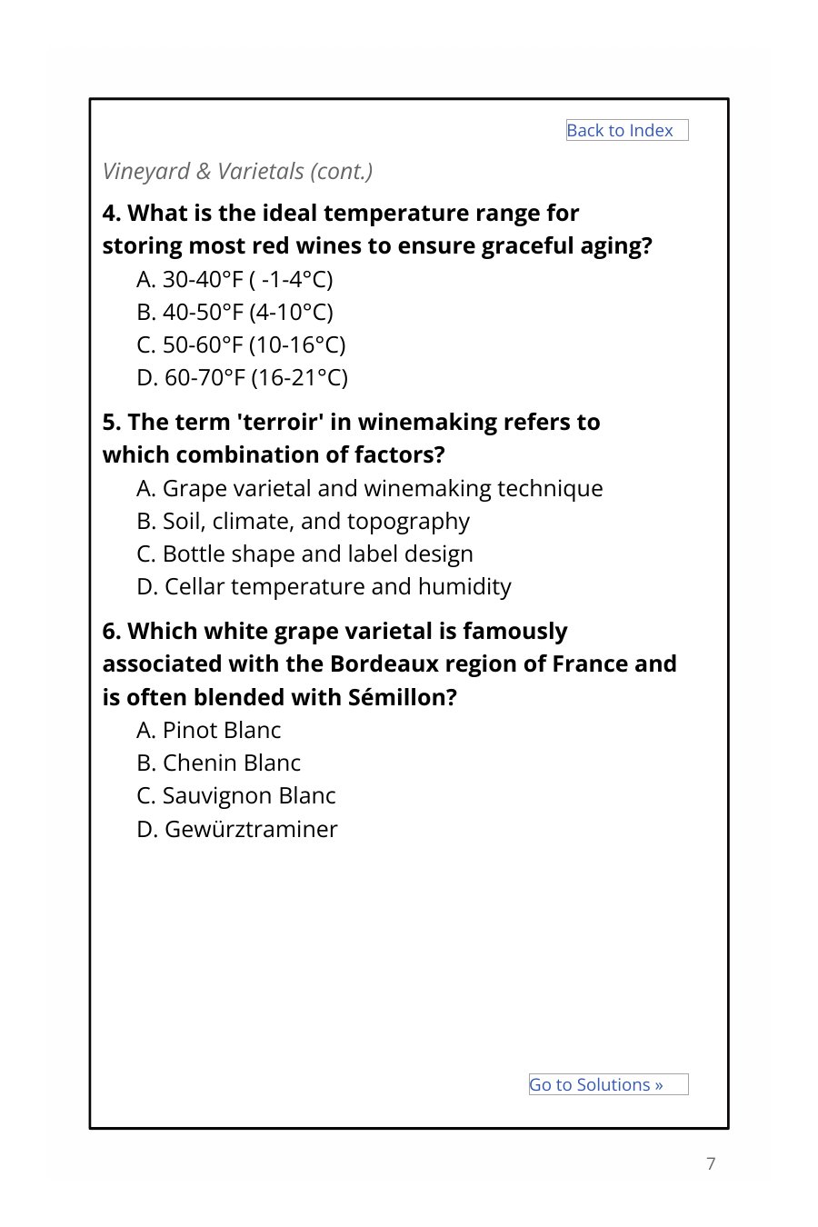 Bordered question page from Wine In the Making